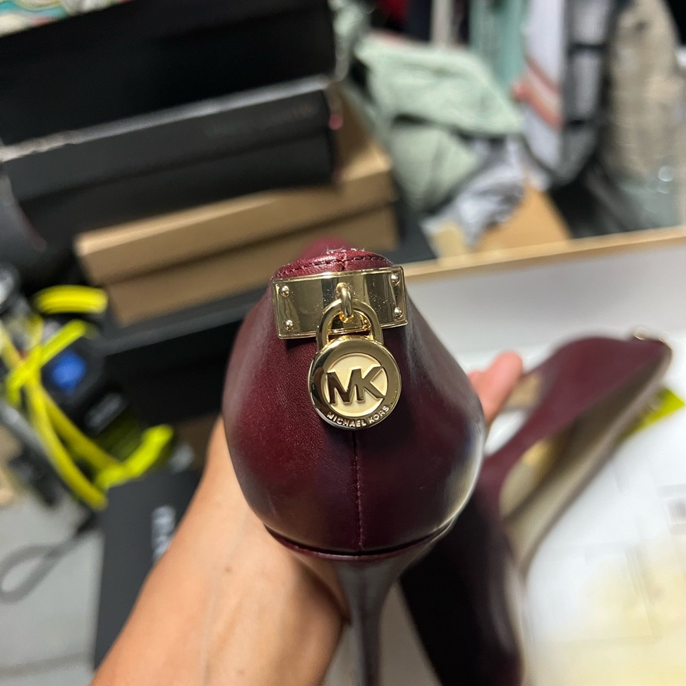 Michael Kors Dark Red Pumps with Gold Detail